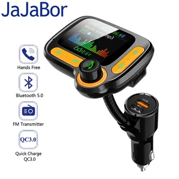 JaJaBor FM Raidītāju, Bluetooth 5.0 Automašīnas Brīvroku Komplekts ar 1.77 Collu Krāsu Ekrāns AUX Audio Mūzikas Uztvērējs QC 3.0 USB Lādētāja