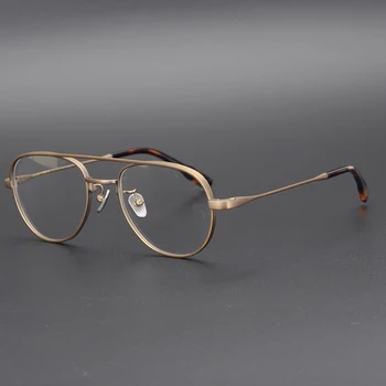 Japānas Zīmola Dizaina Izmēģinājuma Ultravieglajiem Titāna Briļļu Rāmis Vīriešu, Sieviešu Vintage Laukumā Dubultās Staru Recepšu Brilles