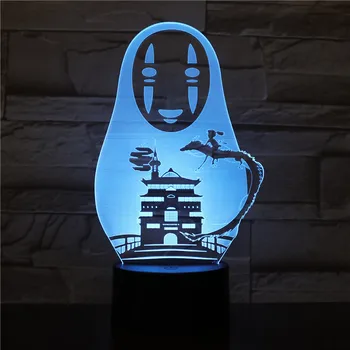 Japāņu Anime Hayao Miyazaki seja Krāsains Touch 3d Lampas Ilūziju Led Nakts Gaisma USB Atmosfēru Galda Lampas Bērnu Dāvanu
