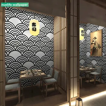 Japāņu stila blue wave pattern tapetes virtuvi ramen restorāns, viesistaba, ēdamistaba, guļamistaba, TV fona tapetes