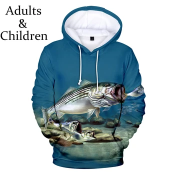 Jauno Modes 3D zivju Hoodies Vīriešiem, Sievietēm, Jaunas drukas Zēni Meitenes Krekls bērniem gadījuma Bērniem, Rudenī, zivis, puloveri
