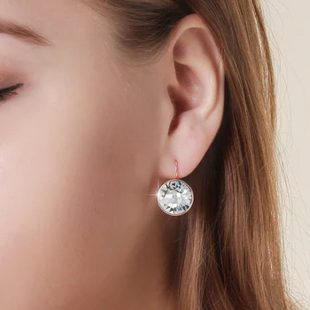 Jauns Balts Bella Dizaina Vilināt Auskari izgatavoti ar Austrijas Kristāla Sieviešu Kāzu Modes Kārta Earings OL Style Bijoux