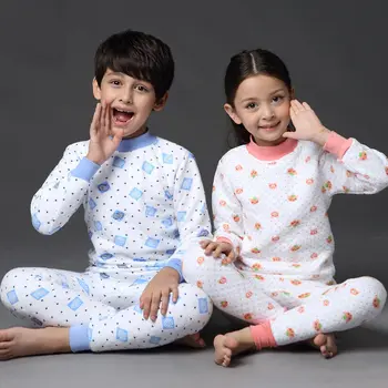 Jaunu 2019 seksīga Apakšveļa Bērniem Zēni Meitenes Sabiezēt Siltu Pidžamu Komplekts Kokvilnas Bērniem Ziemu Jānis Pusaudžu Sleepwear