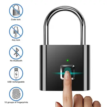 Jaunu Cinka Sakausējuma Pirkstu Nospiedumu Piekaramo Atslēgu Smart Bluetooth Uzlādējams Durvju Slēdzenes Pirkstu Nospiedumu Slēdzene Pretnozagšanas Keyless Drošības Slēdzenes,