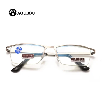 Jaunā stila lasīšanas brilles vīriešiem anti zilā gaisma brilles-par-lasījumā pusi kadra briļļu dioptrijas metāla brilles + 1 vīrietis sieviete