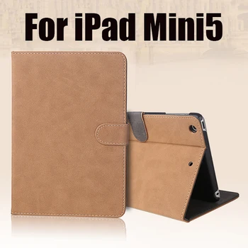 Jaunās Britu Stila Matēts Vintage PU Leather Folio Case iPad Mini 5 Retro Skrubi, Āda Flip Cover For iPad mini 5 Lieta
