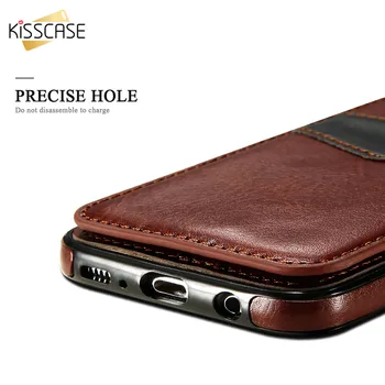 KISSCASE Vertikālā Kartes Slots Case For Samsung S8 S9 S10 S10E, Ņemiet vērā, 9 10 Plus Flip Retro PU Maka Segtu S8 S9 S10 Plus S6 S7 Malas