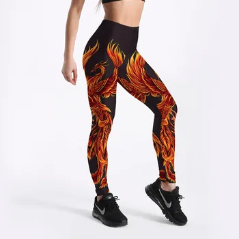 Karstā Pārdošanas Sieviešu Zeķes Flaming Phoenix 3D Iespiesti Punk Girl Stulpiņi Bikses Fitnesa Treniņu Bikses Ilgi Stretchy S-4XXXXL
