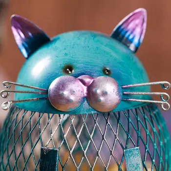Kaķis monētu kaste Cūciņa banka Dzīvnieku ornamentu rotājumu Čuguna mākslas rotājumu Handcrafts Interjers