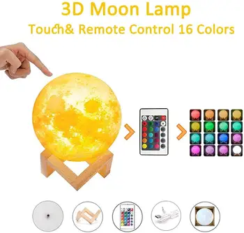 LEADLY Mēness Lampas Mēness Gaismu, Nakts Gaismu USB Uzlādes Touch Kontroli Spilgtumu 3D Iespiesti Silts Un Balts Mēness Lampas