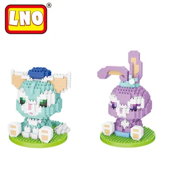 LNO dimanta daļiņas, violeta zaļa karikatūra anime trušu izklāstīti plastmasas celtniecības bloku rotaļlietas 318-319 par childre dāvanas