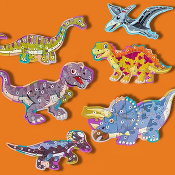 Liels 3D Koka Puzles Dinozauru Mīklas Valdes Burtciparu Puzzle angļu Alfabēta Digitals Izziņas Rotaļlietas Bērniem Ģimenes spēle