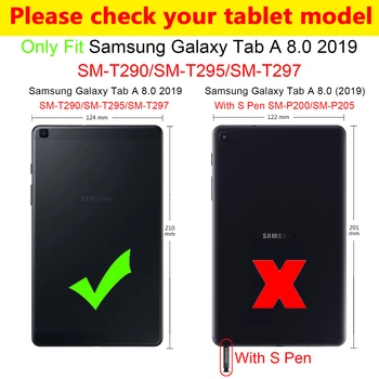 Litchi Fundas 360 Rotējoša Case for Samsung Galaxy Tab 8 2019 SM-T290 SM-T295 Tablet Stand Vāciņu Galaxy Tab 8.0 2019 Gadījumā