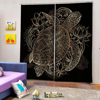 Luksusa Blackout 3D Logu Aizkari Dzīvojamā Istabā, melnā tumšie aizkari bruņurupuča aizsardzība aizkaru 3d blackout aizkaru