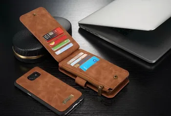Luksusa Flip Ādas somiņa ar Maku Samsung Galaxy S7 Edge/ S7 Zīmola Sākotnējo Mobilo Tālruni Somā Magnētu seguma S7Edge/ S7