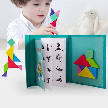 Magnētiskā 3D Montessori Jigsaw Puzzles Spēle Dzīvnieku Tangram Puzzle Board Mācību Izglītojošas Rotaļlietas Bērniem Mācību Atbalsta mazulis Dāvanu