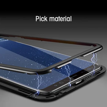 Magnētiskā Adsorbcijas Metāla Case For Samsung Galaxy S8 S9 S10 Plus S10E S7 Malā Piezīme 10 9 8 M20 A30 A50 A7 A8 A9 J4 J6 Plus 2018