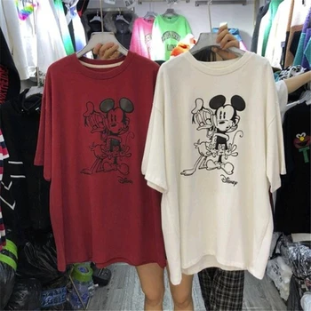 Mickey Mouse Donald Duck T-krekls Sieviešu Short Sleeve Sieviešu T-krekls Dāmu t-veida Topi Vasaras Gadījuma Vaļīga Apģērba Harajuku Streetwear