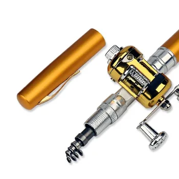 Mini Portatīvo Pildspalvas Tipa Makšķeri Teleskopiskie Zvejas Pole Kabatas Izmēra Stieni Āra Makšķeres Un Piederumi