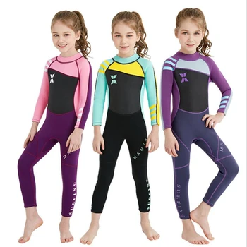 Modes Bērni, meitenes ūdenslīdēju kostīms 2,5 mm neoprēna peldēšanu, sērfošanu wetsuit upf50 Anti UV aizsardzības silts peldkostīmi bērnu