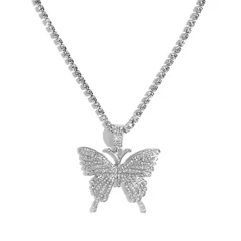 Modes Klasika Pavé Crystal Butterfly Kulons Clavicle Ķēde, Kaklarota Sievietēm Spīdīgu Temperaments Puse Rotaslietas, Aksesuāri