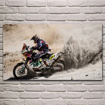 Motokrosa sporta rallijs velosipēdu, motociklu mākslas dzīves telpu dekorēšana mājas sienas mākslas dekori koka rāmis, auduma plakāti KJ341