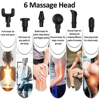 Muskuļu Masāža Pistoli 20 Ātrumi Sišanas Vibrāciju Terapija Dziļo Audu Massager Atpūsties Sāpju Fascijas Masāža Mašīna 6 Vadītāji