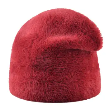 Mākslīgās kažokādas ziemas cepure sievietēm beanie cepurēm dāmām Atdarināt vilnas cepures skullies sieviešu trikotāžas beanies dāmas gadījuma klp pārsegs