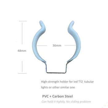 Nav Bīdāmās PVC Pārklājumu Oglekļa Tērauds ar Augstu Stiprības Klipu Turētājs T12 LED Lampas Turētājs Cauruļveida Stiprinājuma Gabalu