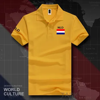 Nīderlande nīderlandes polo kreklus vīriešiem ar īsām piedurknēm baltā zīmolu uzdrukāts uz valsts 2019 tauta komandas karogu Nīderlande Holande, NL, NLD