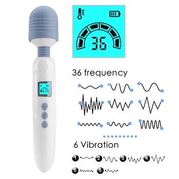 OLO Klitoru Stimulēt Sieviešu Masturbācija Massager 36 Ātruma LCD AV Stick Vibrators Apsildāmi G Spot Vibrators Burvju Zizli