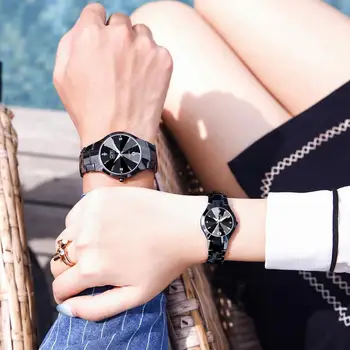 OPK Pāris Pulksteņu Cienītājiem Kvarca rokas Pulkstenis Modes Biznesa Vīriešiem Skatīties uz Sievietēm Skatās Stainles Steel Black Pāris pulkstenis
