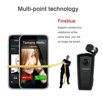 Oriģināls Fineblue F910 Bezvadu Bluetooth V4.0 Austiņas In-Ear Vibrējošais Signāls Valkāt Klipu Hands Free Austiņas Viedtālruņiem