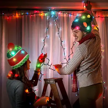 OurWarm LED Ziemassvētku Beanie Neglīts Ziemassvētku Džemperis Ziemassvētku Cepuri Beanie iedegties Adīta Cepure Bērniem Pieaugušo Ziemassvētku Puse