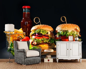 Papel de salīdzinot Fast food Hamburger Dārzeņu Pārtikas 3d tapetes,dzīvojamā istaba, virtuves restorānu ātri, pārtikas veikals, papīra interjera