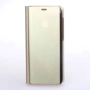 Par Huawei P Smart Case Luksusa Spogulis Skatu Pārsegu, Lai Huawei PSmart Stāvēt Ādas Gadījumā Coque P Smart 2017 Vāka ZĪM.-LX1 Capa