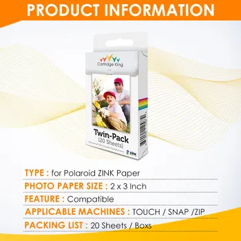 Par Polaroid Instax 2x3 Collu Premium ZINK Filmu Foto Papīrs, 20 Loksnes Snap Touch Z2300 SocialMatic Instant Foto Printeri