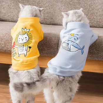 Pet Suņu Apģērbu Karikatūra Clothings Suņi Hoodies Super Mazu Apģērbu Gudrs Jautri Dzīvnieku Print Vaļu Kaķis Zvaigznes Ziemā Silts Ropa Perro