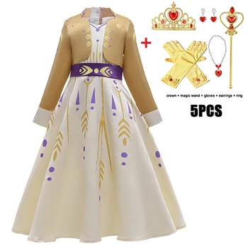 Princese Kleita Meiteņu Drēbes Bērniem, Longsleeve Puse Kleitas Halloween Karnevāla Kostīms Bērniem Ziemassvētku Vestidos 2-6-7-10 Gadiem