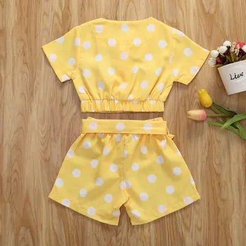 Pudcoco Toddler Baby Girl Apģērbu Vasaras Polka Dot Drukāt Īsu SleeveT-Krekls Topi Īsās Bikses 2gab Tērpiem Kokvilnas Apģērbs Vasaras