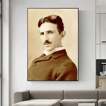 Pārsteidzošs, Nikola Tesla Portrets Mākslas Audekls Gleznošanai Plakāti un Izdrukas Sienas Mākslas Ainu, Mājas Dekoru (Bez Rāmja)