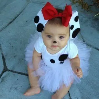 Pūkains Dalmācijas Suņa Kostīms Toddler Meitenes Polka Dot Birthday Party Saģērbt Bērnu Halloween Karnevāls Tutu Svārki Cosplay Drēbes