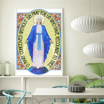 RUBOS 5D Dimanta Izšuvumi Ikonas Vissvētākās Jaunavas Marijas Māte Lūdzieties Biezumu DIY Dimanta Glezna Liela Akmens Kristāla Mozaīkas Attēlu