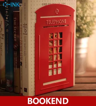 Radošā Telefona Būdiņā Metāla Grāmata Beidzas , Jaunums Vintage taksofons Bookend kā grāmata stāv mājās un birojā