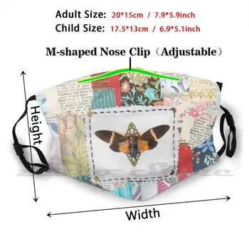 Raibs Cicadas Mazgājams Trending Pielāgota Pm2.5 Filtra Masku Cicadas Kukaiņu Bug Kožu Raibs Raksts Cottagecore