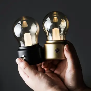Retro Spuldzes Nakts Gaismu Uzlādējams Mini Galda Galda Lampa LED Nakts Lampa Guļamistaba Galda Lampa Sienas USB Gaisma Jauno Gadu Spuldzes