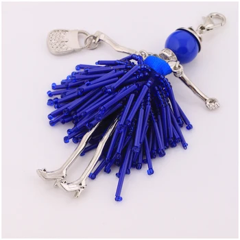 Rhinestone rotaļlietas lelle, soma, auto atslēgu gredzens gudrs pušķis keychains sieviešu zilā kristāla atslēgu piekariņi, rotaslietas lelle keyring dāvanu vairumtirdzniecība