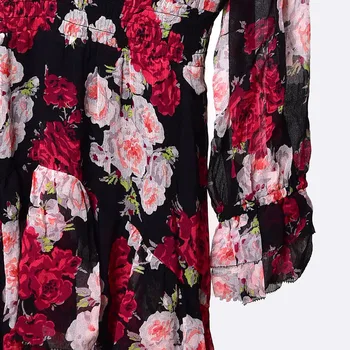 Rožu Ziedi Printted Sieviešu Midi Kleitu 2020 
