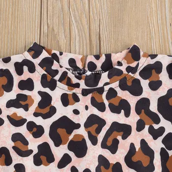 Rudens Modes Bērni, Meitenes Leopard Apģērbu Komplekti 2gab garām Piedurknēm Džemperis T Krekli, Topi Pērle Mežģīnes Priekšgala Tutu Svārki