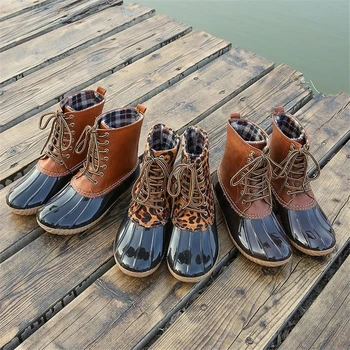 Rudens ziemas ūdensnecaurlaidīgs mežģīnes up krāsu saskaņošanas sieviešu kurpes Pretslīdes high top lietus zābaki Pievienot kokvilnas, lai saglabātu siltumu liela izmēra boot